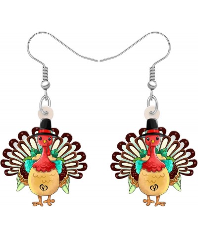 Thankgiving Cute Turkey Earrings Hypoallergenic Dangle Party Favors Jewelry Charms For Women Girl Kids Gifts Brown $6.50 Earr...