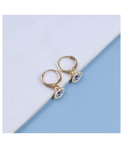 Vintage Cz Evil Eye Dangle Earrings Gold Tiny Evil Huggie Hoop Earrings Small Turkish Eye Earrings Crystal Lucky Eye Charm Ea...