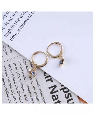 Vintage Cz Evil Eye Dangle Earrings Gold Tiny Evil Huggie Hoop Earrings Small Turkish Eye Earrings Crystal Lucky Eye Charm Ea...