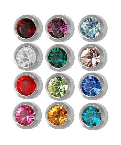 Universal Assorted Birthstone Bezel Earrings - Set of 3 Pairs - 24k Gold or Silver - Mini 2mm Size Silver $10.02 Earrings