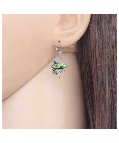 Enamel Ocean Animals Shark Earrings Dangle Zinc Alloy Octopus Jellyfish Earrings for Women Girls Summer Charms Shark Green $9...