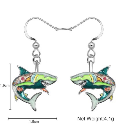 Enamel Ocean Animals Shark Earrings Dangle Zinc Alloy Octopus Jellyfish Earrings for Women Girls Summer Charms Shark Green $9...