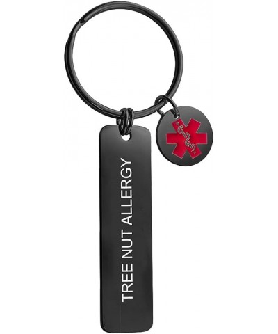 Medical Alert Jewelry Stainless Steel Rectangle Pendant Keychain Charm Black(red Logo) tree nut allergy $9.27 Necklaces