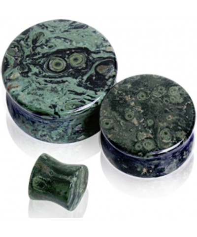 Natural Green Eye Jasper Stone Saddle Plug 6g $9.00 Body Jewelry