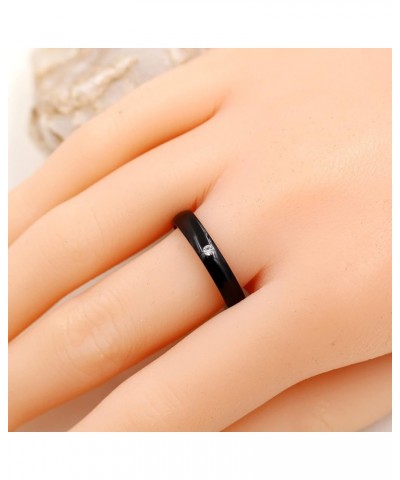 4mm 6mm Black Stainless Steel Couples Wedding Band Engagement Rings for Women and Men with Cubic Zirconia Men12-Women8 $7.79 ...