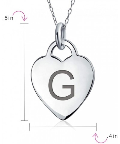 Tiny Minimalist ABC Heart Shape Script Or Block Letter Alphabet A-Z Initial Pendant Necklace For Teen For Women .925 Sterling...