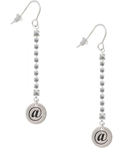 Silvertone Disc - Symbol - Silver-tone Long Sparkle Dangle French Earrings At Sign $20.64 Earrings