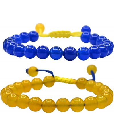 Ukraine Bracelet, Ukraine Flag Healing Crystal Bracelet - Ukraine Jewelry for Women Men Kids (Ukrainian Macrame) Set of 2 $7....