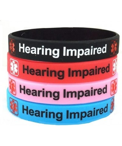 Hearing Impaired Medical Alert ID Bracelets Blood THINNER Diabetic Type 1/2 Rubber Medical Awareness Emergency Warning Wristb...