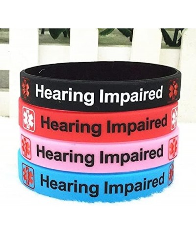 Hearing Impaired Medical Alert ID Bracelets Blood THINNER Diabetic Type 1/2 Rubber Medical Awareness Emergency Warning Wristb...