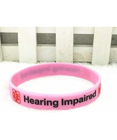 Hearing Impaired Medical Alert ID Bracelets Blood THINNER Diabetic Type 1/2 Rubber Medical Awareness Emergency Warning Wristb...