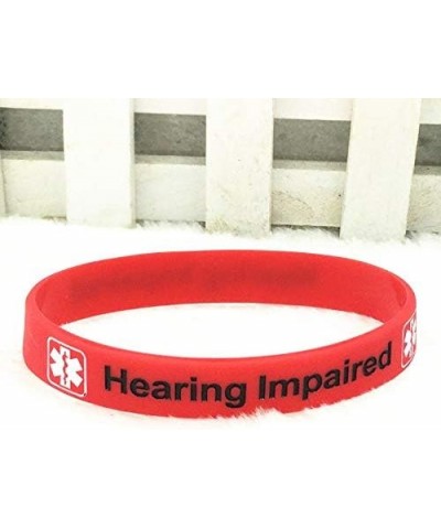 Hearing Impaired Medical Alert ID Bracelets Blood THINNER Diabetic Type 1/2 Rubber Medical Awareness Emergency Warning Wristb...