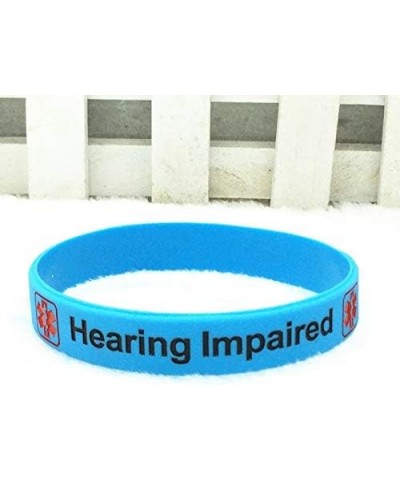 Hearing Impaired Medical Alert ID Bracelets Blood THINNER Diabetic Type 1/2 Rubber Medical Awareness Emergency Warning Wristb...