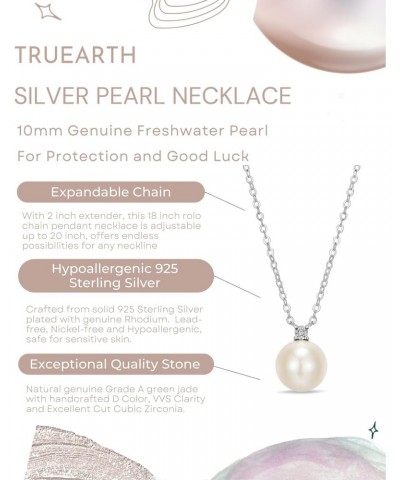 925 Sterling Silver 10mm Freshwater Pearl with Diamond Pendant Necklace, Diamond, Pearl $38.25 Necklaces