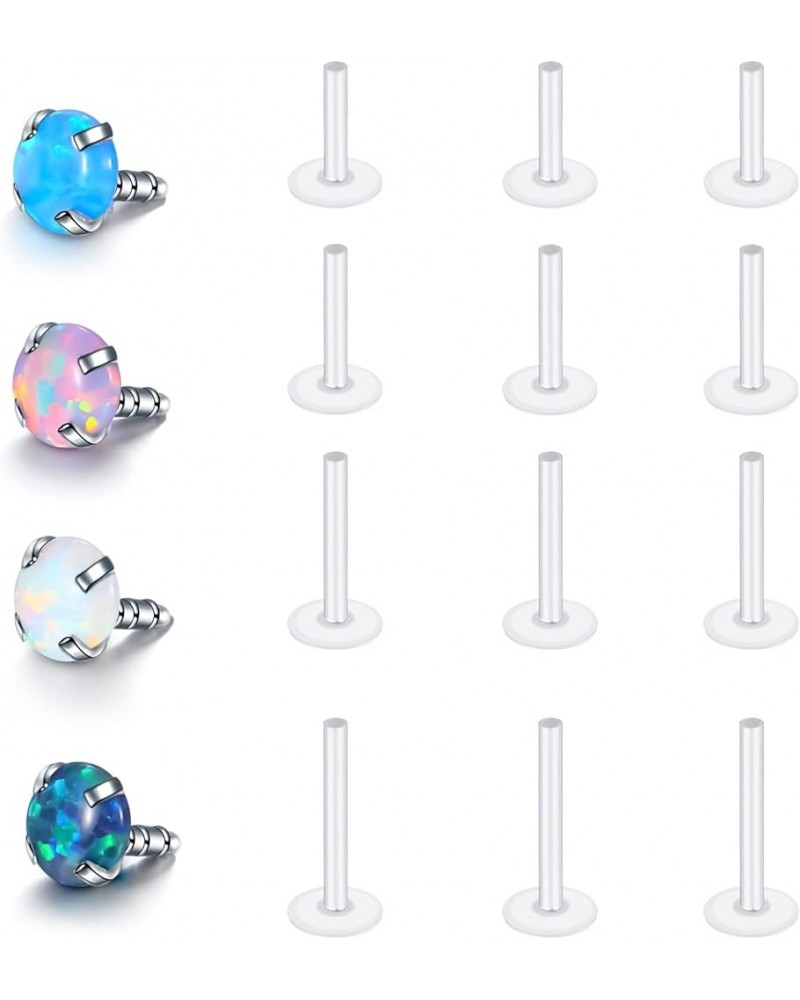 16G Opal Labret Monroe Lip Rings Bioflex Earring Studs Piercing Jewelry 16G*6/8/10/12mm, CZ Opal $8.84 Body Jewelry