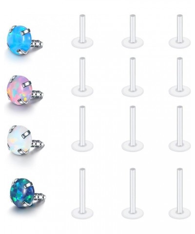 16G Opal Labret Monroe Lip Rings Bioflex Earring Studs Piercing Jewelry 16G*6/8/10/12mm, CZ Opal $8.84 Body Jewelry