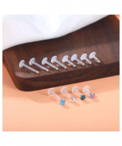 16G Opal Labret Monroe Lip Rings Bioflex Earring Studs Piercing Jewelry 16G*6/8/10/12mm, CZ Opal $8.84 Body Jewelry