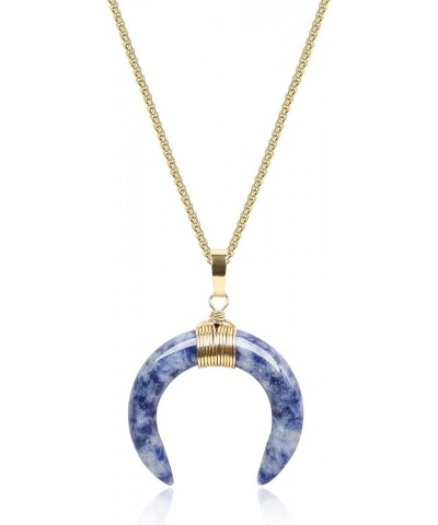 Healing Crystal Moon Necklace for Women Sodalite $12.60 Necklaces