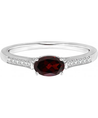 East-West Oval Cut 1.00 Ctw Garnet Gemstone 925 Sterling Silver Solitaire Stackable Ring $28.33 Rings