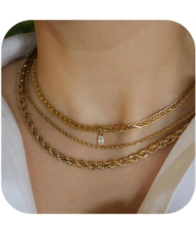 Dainty Layering Necklaces for Women, 18K Gold Plated Rope Chain Necklace Vintage Waterproof Anti Tarnish Choker Necklace Gold...