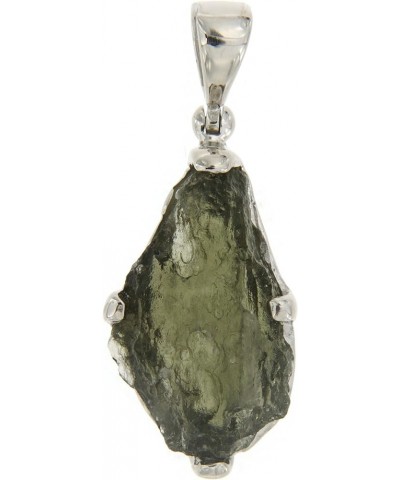 Rough Gemstone Pendant in Sterling Silver- small Moldavite - S $44.29 Pendants