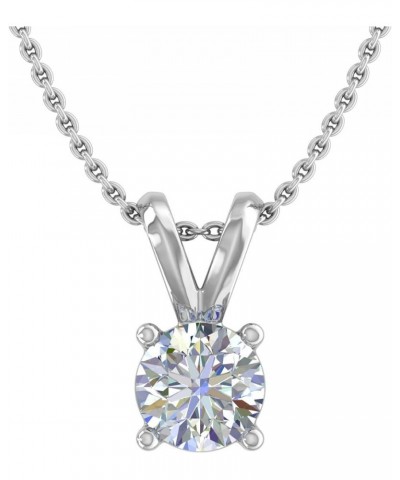 1/4 to 1/3 Carat 4-Prong Set Solitaire Diamond Pendant Necklace in 10K Gold or in Platinum (Silver Chain Included) Platinum 0...