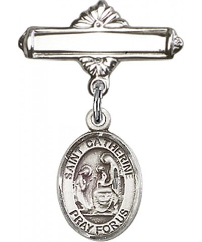 Sterling Silver Polished Baby Badge Bar Pin with Charm, 11/16 Inch Saint Catherine of Siena $38.33 Brooches & Pins