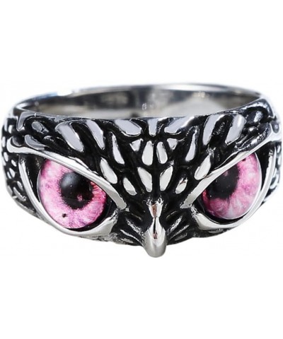 Stainless Steel Signet Biker Ring Vintage Animal Demon Eye Owl Rings for Men Women Statement Jewelry Silver, pink eye $10.25 ...