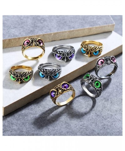 Stainless Steel Signet Biker Ring Vintage Animal Demon Eye Owl Rings for Men Women Statement Jewelry Silver, pink eye $10.25 ...