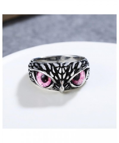 Stainless Steel Signet Biker Ring Vintage Animal Demon Eye Owl Rings for Men Women Statement Jewelry Silver, pink eye $10.25 ...