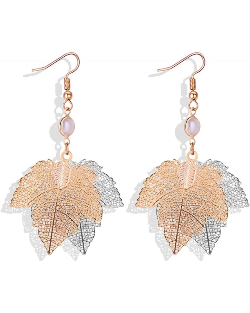 Maple Leaf Earrings for Women Trendy Pearl Maple Leaf Drop Earrings Turkey Earrings for Girls Tassels Maple Leafdrop Dangle E...