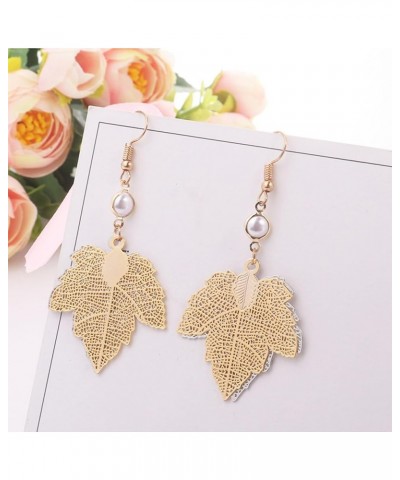 Maple Leaf Earrings for Women Trendy Pearl Maple Leaf Drop Earrings Turkey Earrings for Girls Tassels Maple Leafdrop Dangle E...