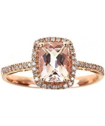 10K Rose Gold Genuine Morganite Ring with Diamonds for women | Ethically, authentically & organically sourced 1.0 CT (Cushion...