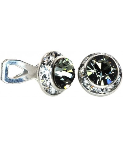 11mm (0.44 inch) Diameter Clip-on Earrings with Swarovski Elements Simulated Rhinestone Center- Black $12.30 Earrings