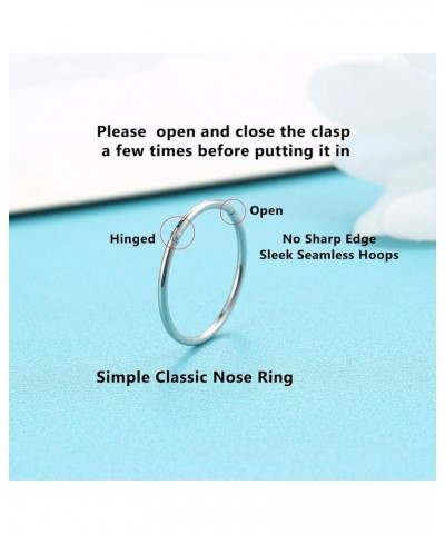 Hinged 20g 18g 16g Nose Rings Hoops 6mm 8mm 10mm 12mm 14mm 16mm Septum Ring Clicker Cartilage Helix Hoop Earrings Set 20g 8mm...