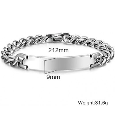 Jewelry Personalized Engravable Stainless Steel Curb Chain ID Bracelets for Men Women, Custom Engrave Name Plate Identity ID ...