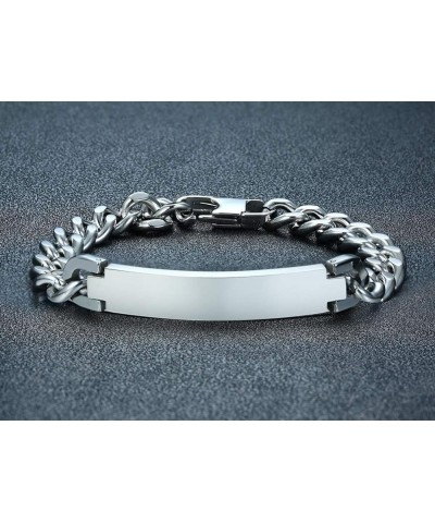 Jewelry Personalized Engravable Stainless Steel Curb Chain ID Bracelets for Men Women, Custom Engrave Name Plate Identity ID ...