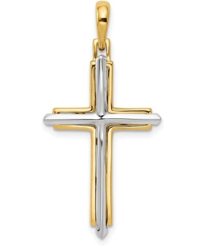 14k Yellow and White Gold Two Tone Unique Cross Pendant Charm - 35mm x 18mm $110.63 Pendants