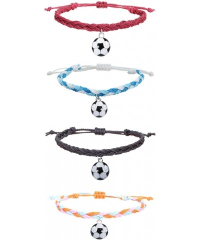 4-8Pcs Resin Football Baseball Soccer Rugby Charm Bracelet Set Handmade Braided Rope Cord Ball Bead Bracelet for Women Men Gi...