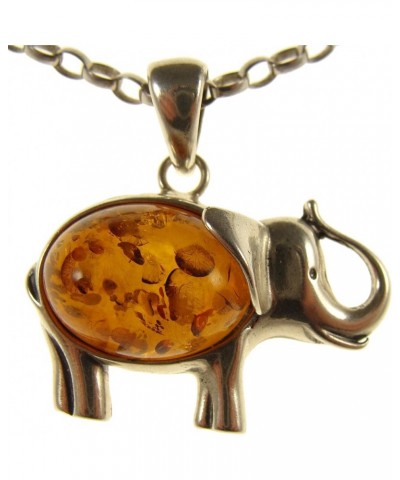 BALTIC AMBER AND STERLING SILVER 925 ELEPHANT PENDANT NECKLACE - 14 16 18 20 22 24 26 28 30 32 34" 1mm ITALIAN SNAKE CHAIN 0....