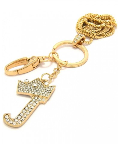 Unisex A to Z Initial Letter Pendant Lanyard Necklace with Keyring/ID Holder Hook Gold-j $11.95 Necklaces