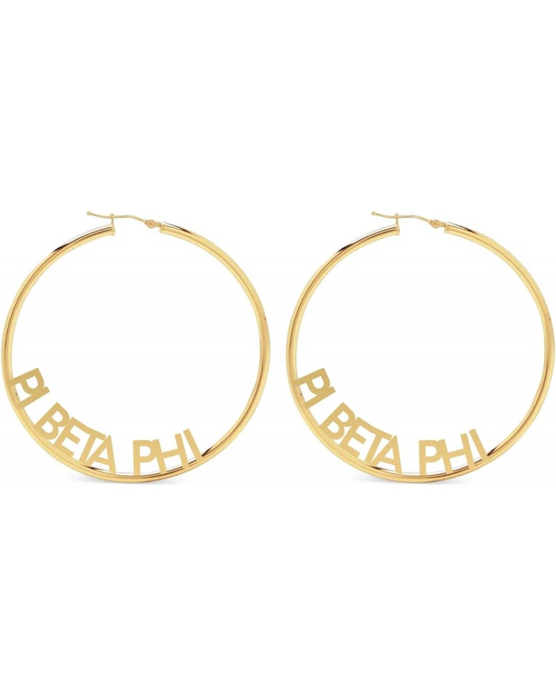 Pi Beta Phi- Hoop 18K Gold Plated Dainty Earrings for Women - Pi Beta Phi Jewelry with Ideal 2" Diameter Hoops - Pi Beta Phi ...