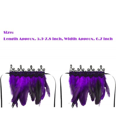 Gothic Feather Wrist Cuffs Ankle Cuffs Bracelet Armlet Armband Epaulet for Party Halloween Accessories Purple With Lace $10.1...