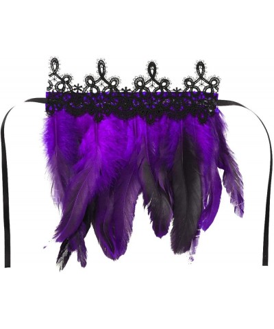 Gothic Feather Wrist Cuffs Ankle Cuffs Bracelet Armlet Armband Epaulet for Party Halloween Accessories Purple With Lace $10.1...