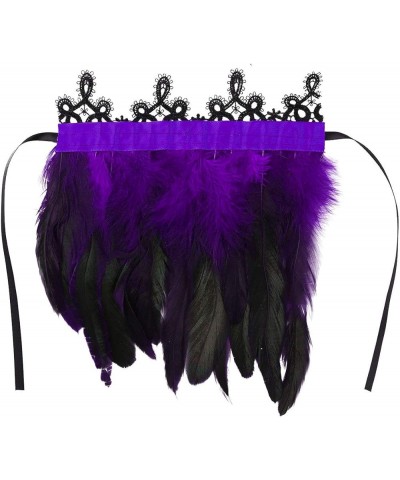 Gothic Feather Wrist Cuffs Ankle Cuffs Bracelet Armlet Armband Epaulet for Party Halloween Accessories Purple With Lace $10.1...