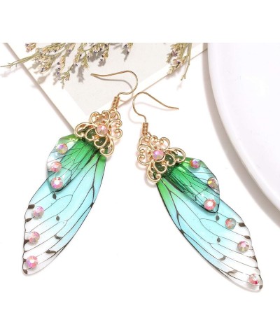 Butterfly Dangle Earrings for Women Multicolored Butterfly Wing Hook Earrings Acrylic Insect Drop Earrings for Summer Wedding...