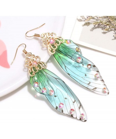 Butterfly Dangle Earrings for Women Multicolored Butterfly Wing Hook Earrings Acrylic Insect Drop Earrings for Summer Wedding...