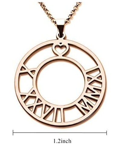 Personalized Roman Numeral Necklace in Sterling Silver Custom with Any Date Name Circle Pendant Jewelry for Women Teen Girls ...