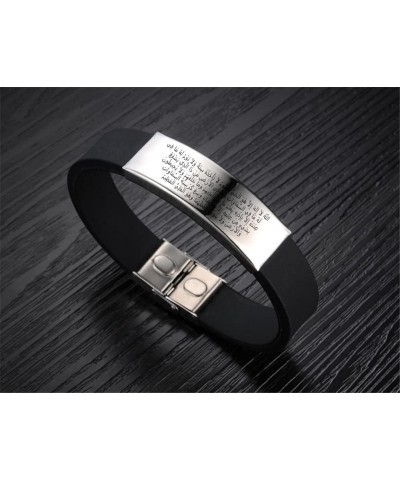 Ayatul Kursi Quran Calligraphy Allah God Amulet Silicone Bracelet, Powerful Arabic Verse Protection Bangle Wristband Religiou...