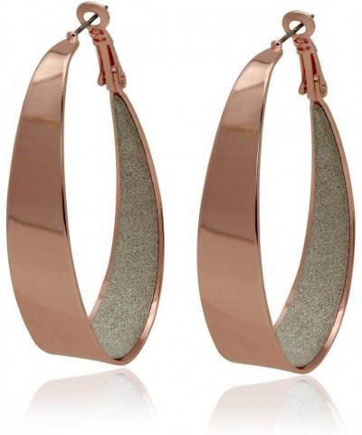 Rose-Gold-Tone Interior Glitter Hoop Earrings $11.53 Earrings